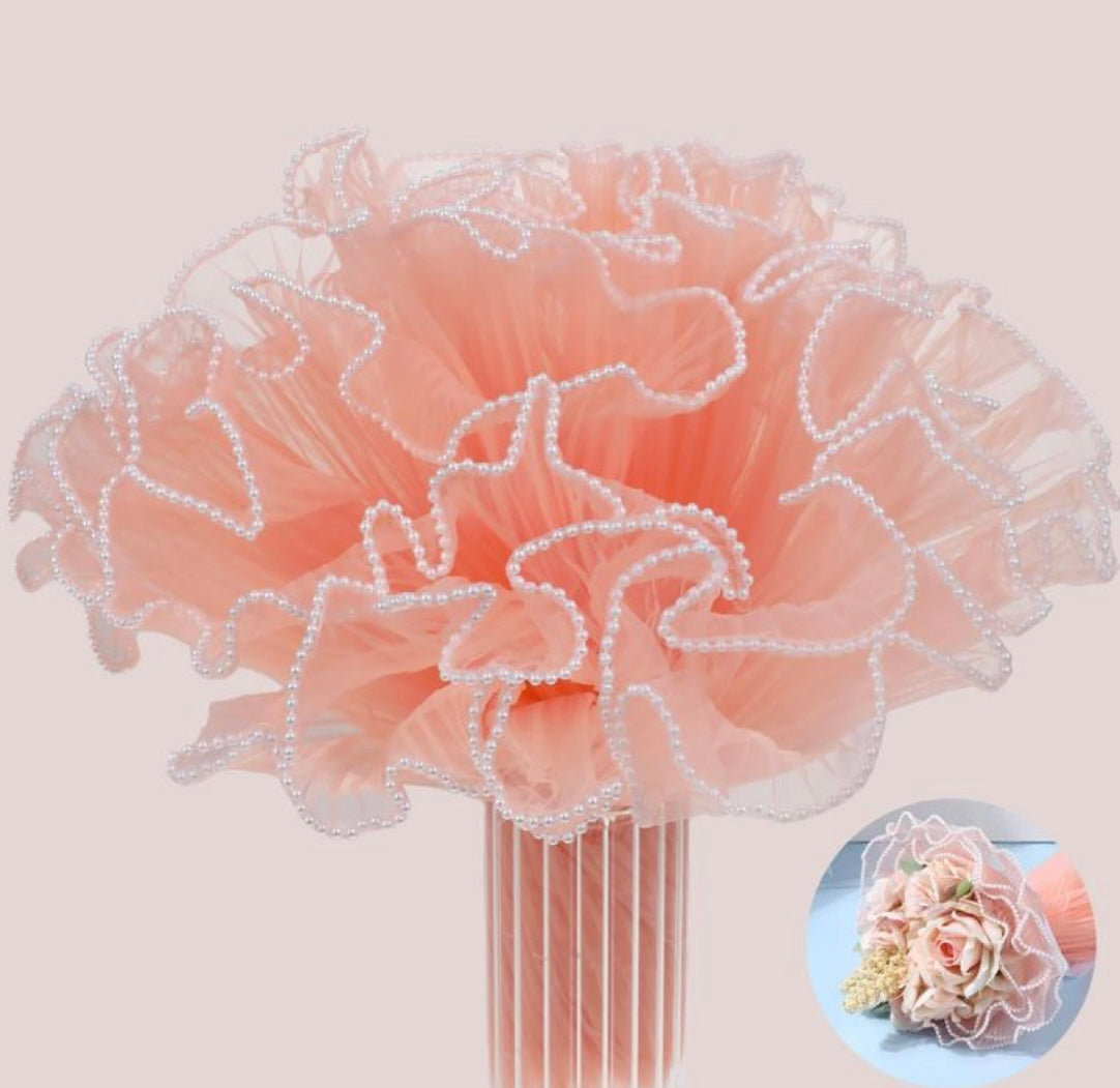 MA322 Flower Wrapping Mesh Yarn with Pearl Edges 28cm X 4,5yd