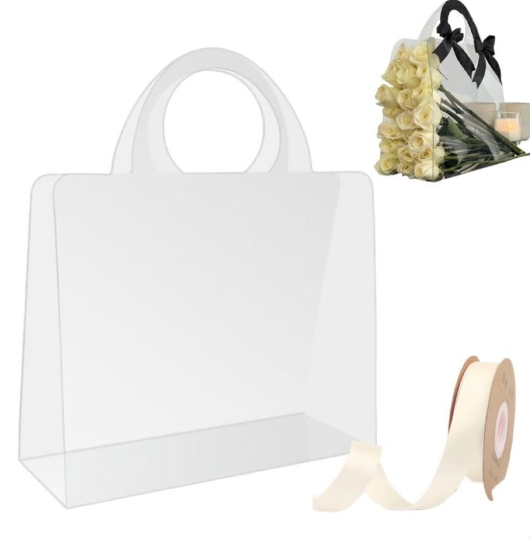 MA355 Clear Floral Gift Bag With Handle