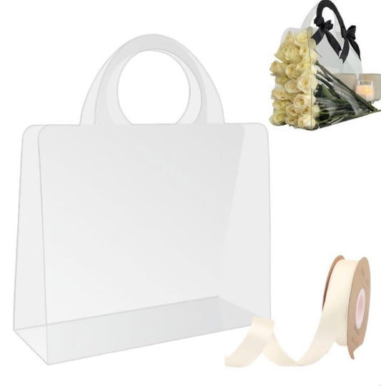 MA355 Clear Floral Gift Bag With Handle