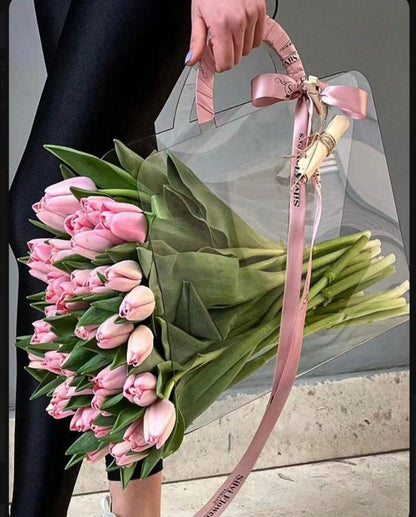 MA355 Clear Floral Gift Bag With Handle