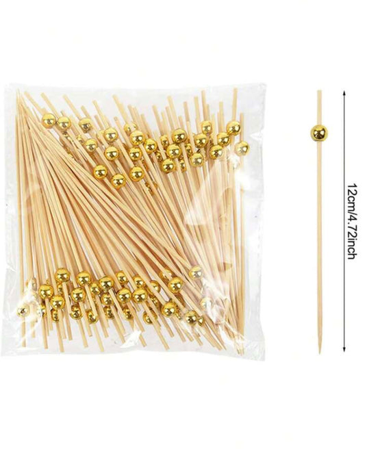 MA392 Pearl Bamboo Skewers for Appetizers 50Pcs