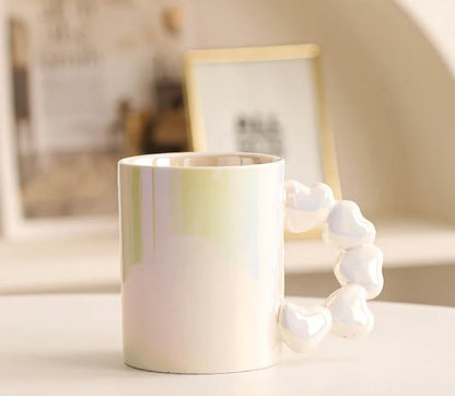 MA494 - Pearl Glaze Ceramic Mug with Heart-Shaped Handle