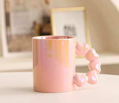 MA494 - Pearl Glaze Ceramic Mug with Heart-Shaped Handle