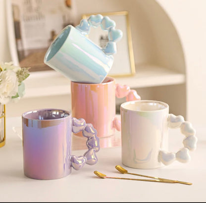 MA494 - Pearl Glaze Ceramic Mug with Heart-Shaped Handle