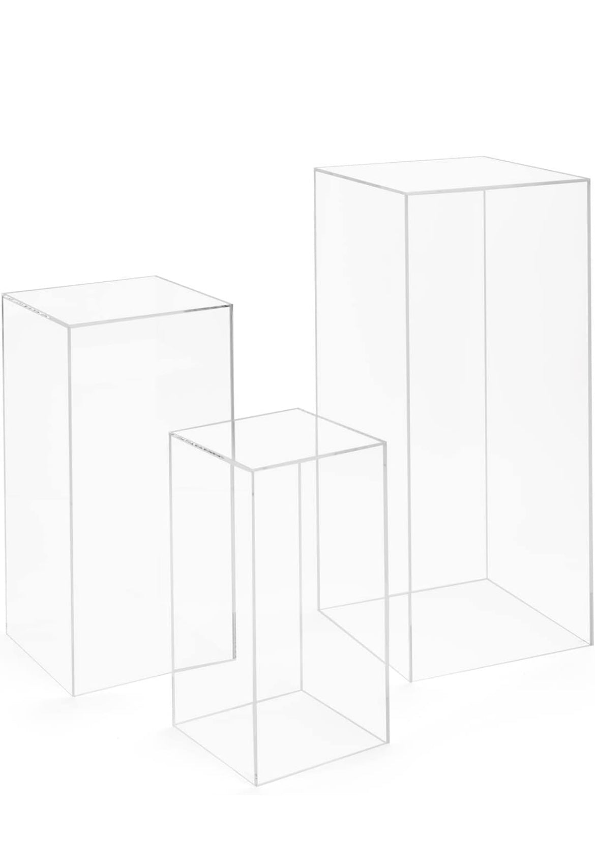 MA415 - Set of 3 Square Modern Clear Acrylic Pedestals