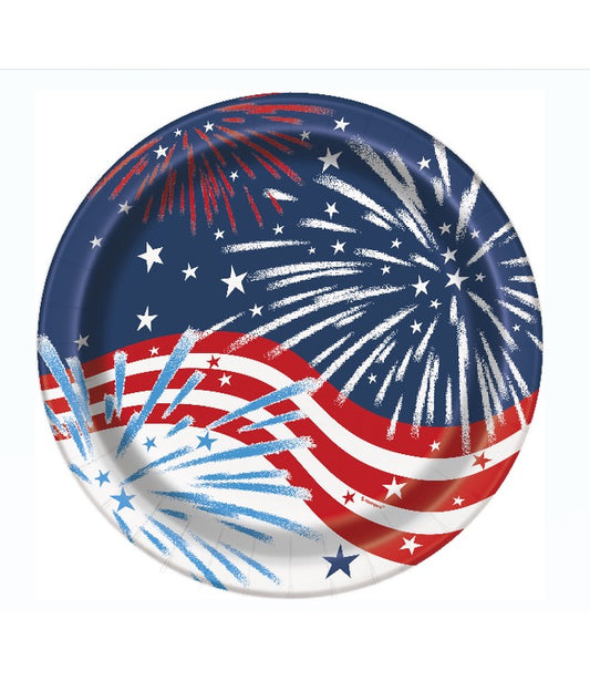 Fireworks 4th of July Round 9" Plates 8ct