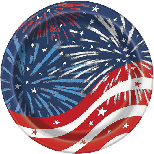 Fireworks 4th of July Round 7" Plates 8ct