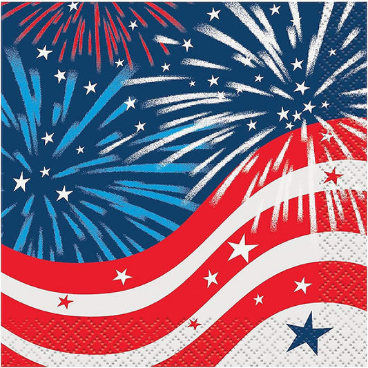 Fireworks 4th of July Lunch Napkins 16ct