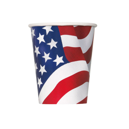 USA Flag 9oz Paper Cups 8ct