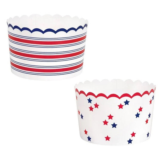 Peppy Patriotic Scalloped Paper Treat Cups 16ct