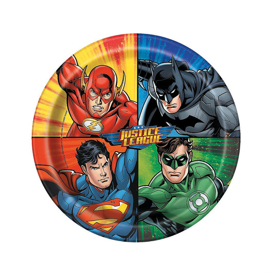 Justice League Round 9" Plates 8ct