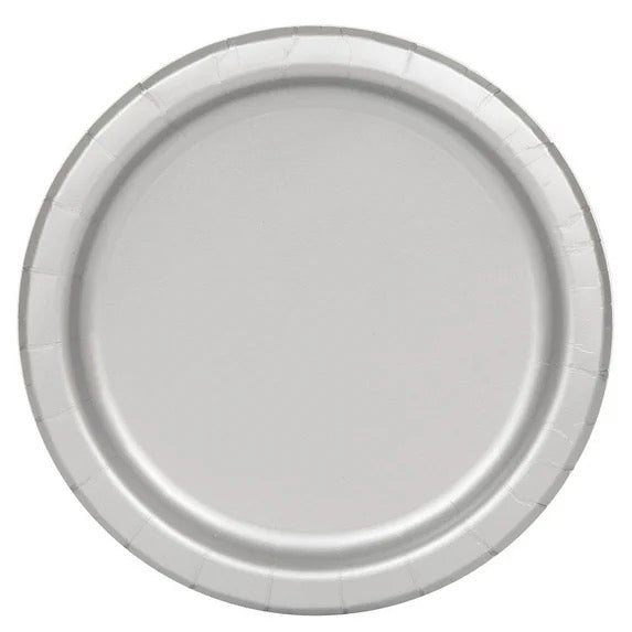 Silver Solid Round 9" Plates 8ct