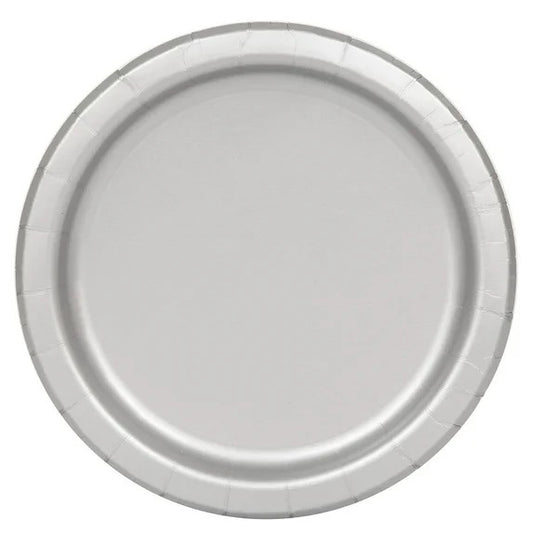 Silver Solid Round 7" Plates 8ct