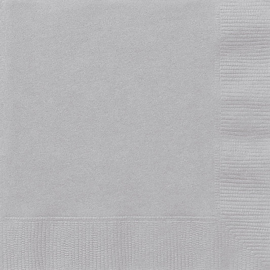 Silver Solid Lunch Napkins 20ct
