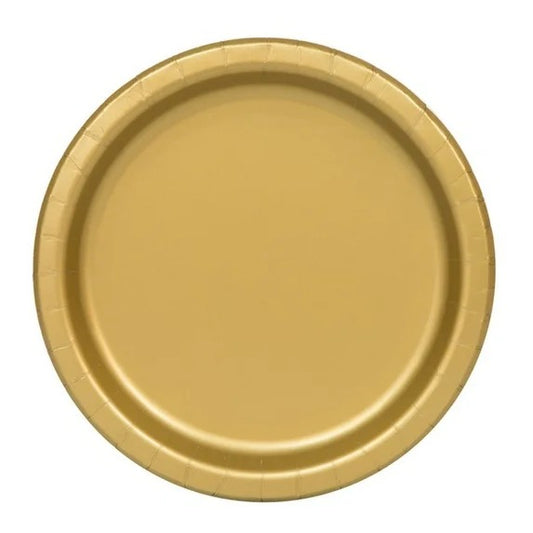 Gold Solid Round 9" Plates 8ct