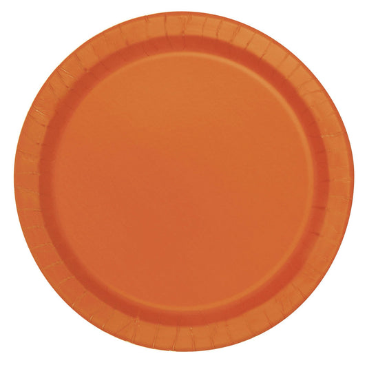 Pumpkin Orange Solid Round 7" Plates 8ct