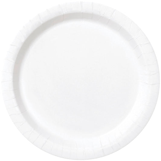 White Solid Round 7" Plates 8ct