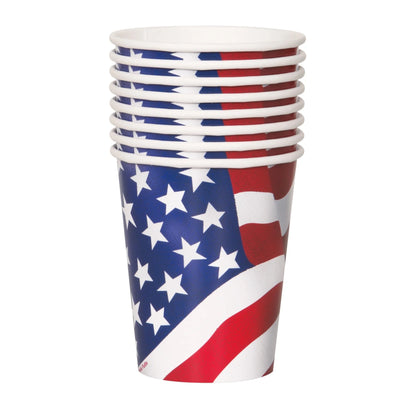 USA Flag 9oz Paper Cups 8ct