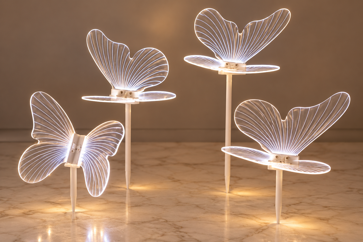 White & Yellow Butterfly Light-Up Lamp - EVE1385