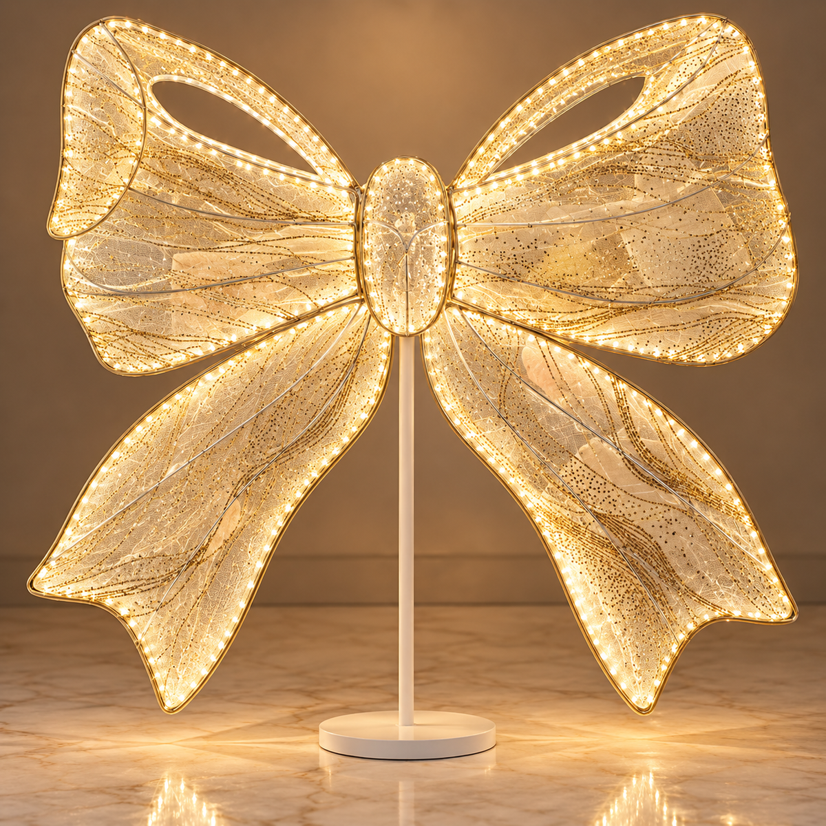 85cm Gold Bow Light-Up Lamp, Warm Yellow - EVE1390