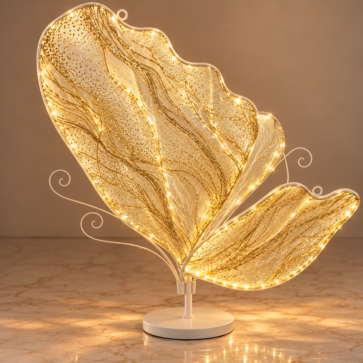 100cm Gold Mesh Flower Light-Up Lamp, Warm Yellow - EVE1396