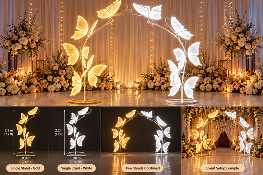 Gold & Silver Butterfly Light-Up Lamp Set, 5pcs - EVE1400