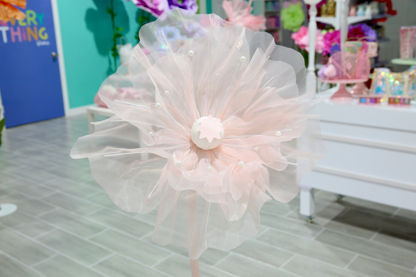 MA114-1 Small Peach Pastel Tulle Flower 40cm