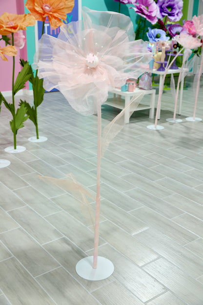 MA114-2 Medium Peach Pastel Tulle Flower 50cm