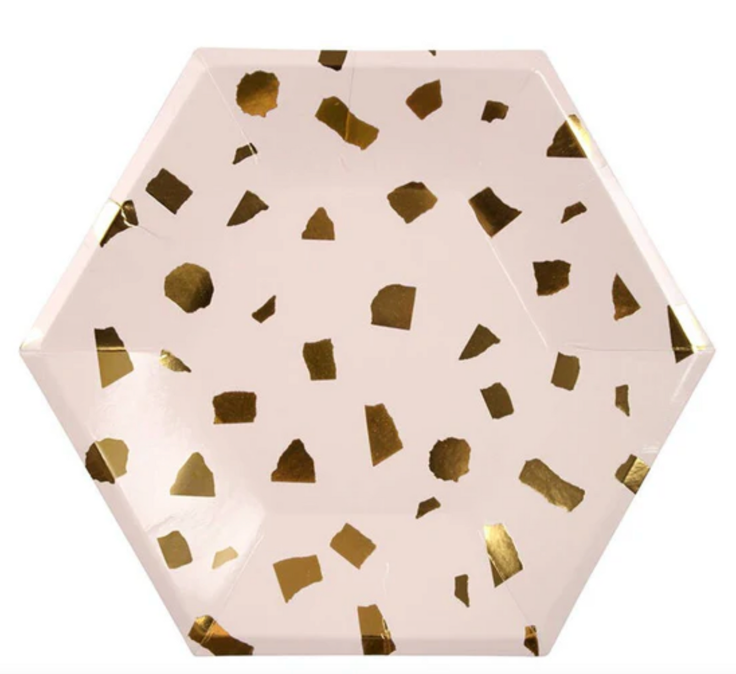 MA179-2 Peach Hexagonal 9" Plate with Gold x 10 Pcs