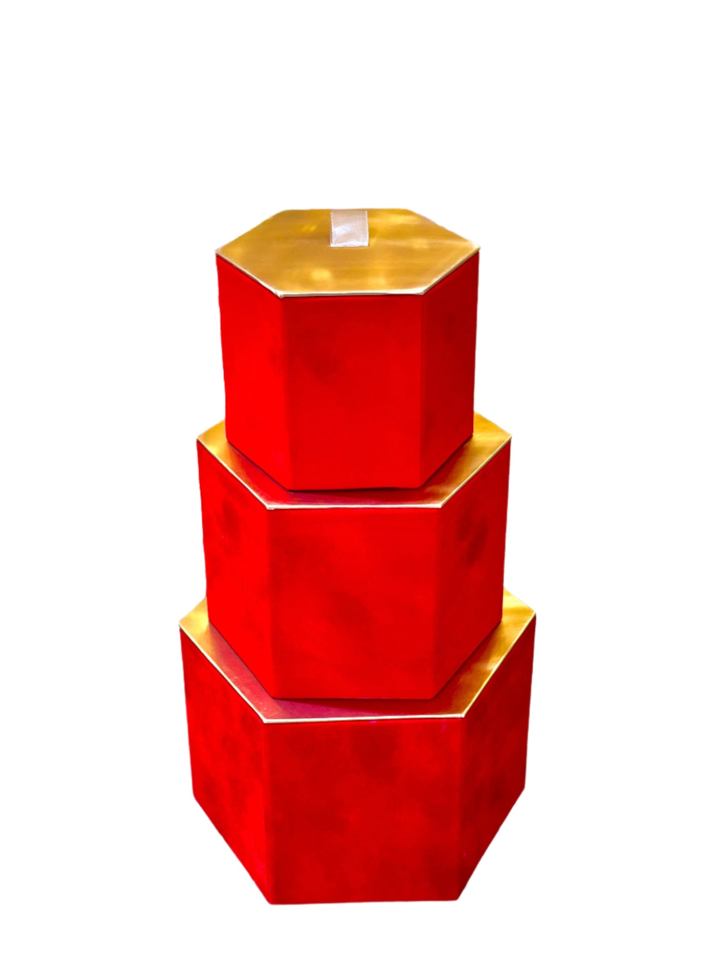 MA367 - Set of 3 Hexagonal Velvet Boxes with Lid