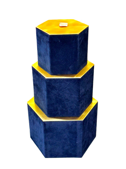 MA367 - Set of 3 Hexagonal Velvet Boxes with Lid