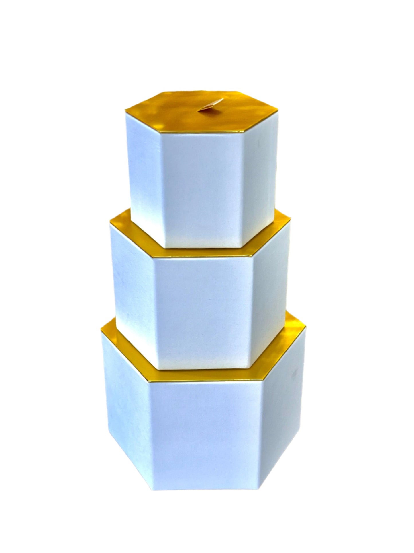 MA367 - Set of 3 Hexagonal Velvet Boxes with Lid