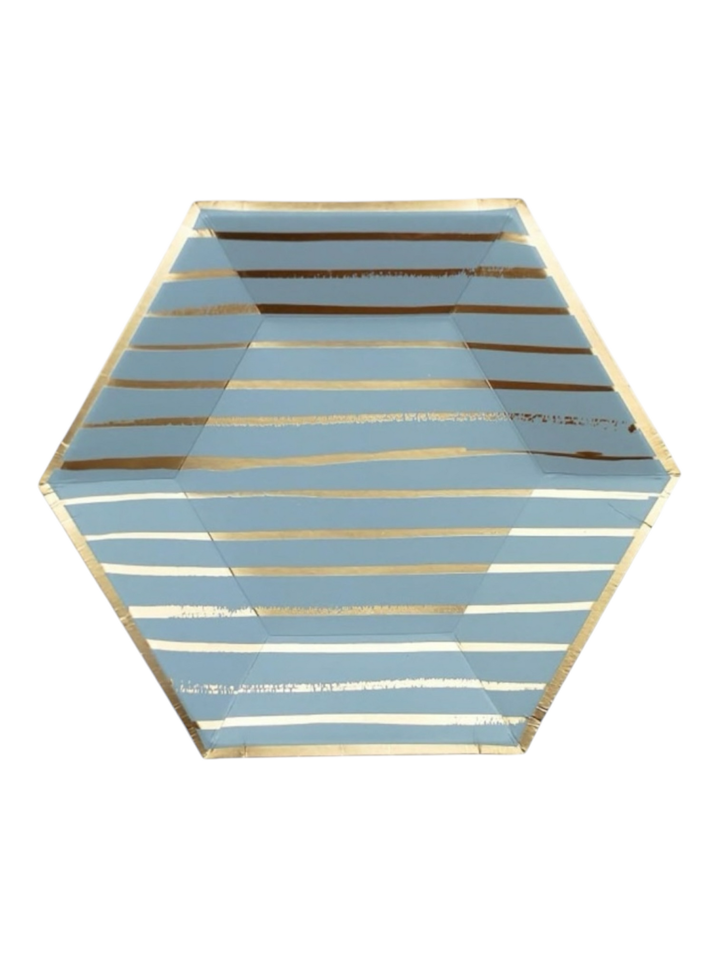 MA178-1 Blue Hexagonal 18cm Plate with Gold Stripes x 10Pcs