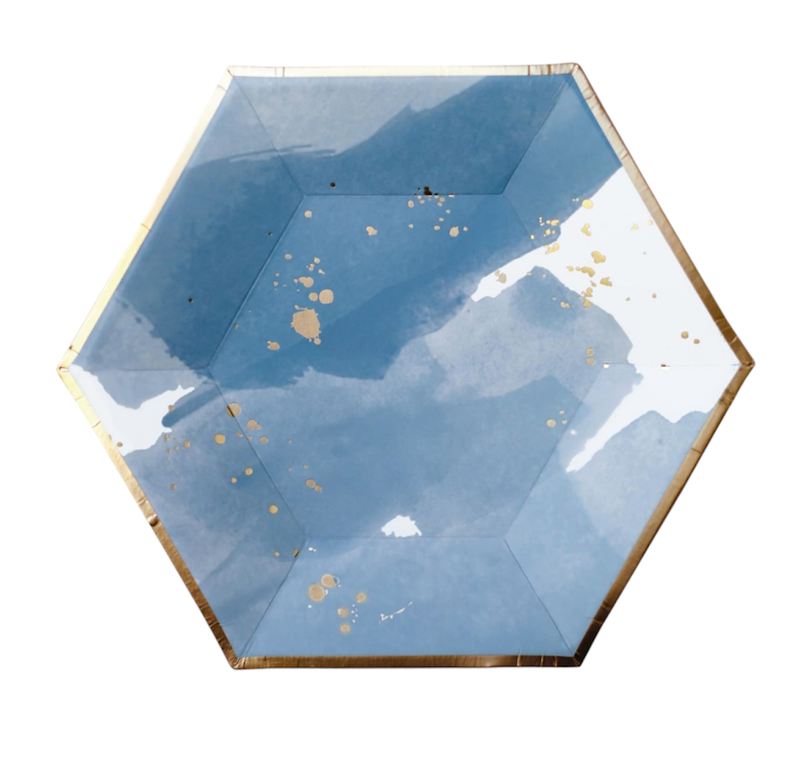 MA178-2 Sky Hexagonal 23cm Plate with Gold x 10 Pcs