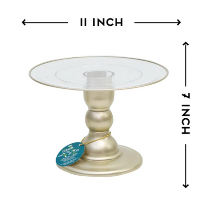 Golden clear cake stand 11x7