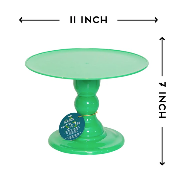 Lemon Green Cake Stand 11x7 In