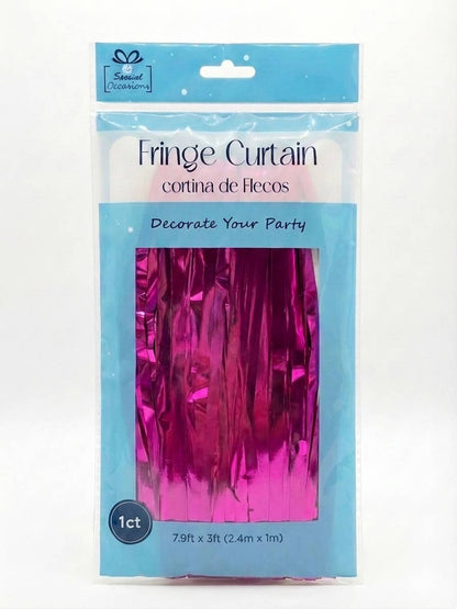 Metallic Fringe Curtain Backdrop – 7.9 ft × 3 ft | 8 Colors