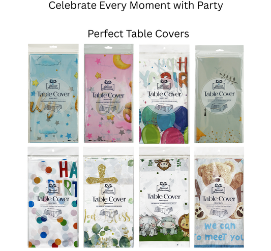 Themed Rectangle Table Cover – Birthday, Baby Shower & More | 8 Designs