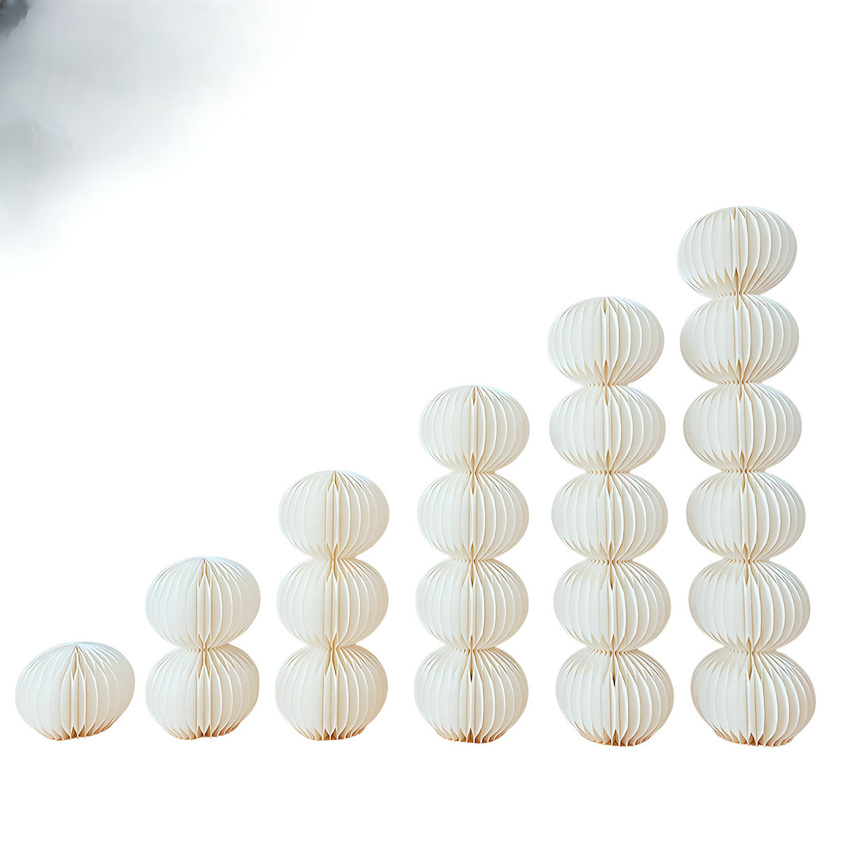 Honeycomb Paper Stacked Sphere Column 47.2" H, Beige