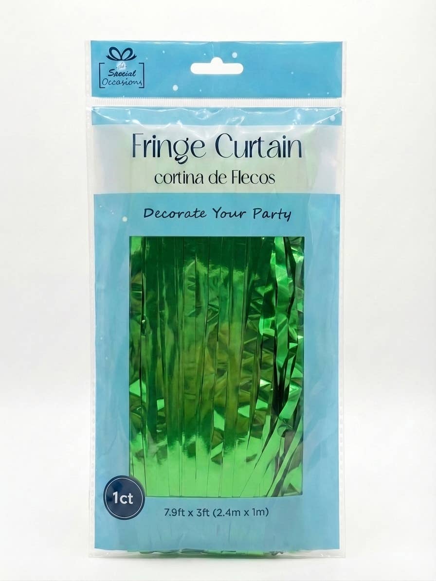 Metallic Fringe Curtain Backdrop – 7.9 ft × 3 ft | 8 Colors