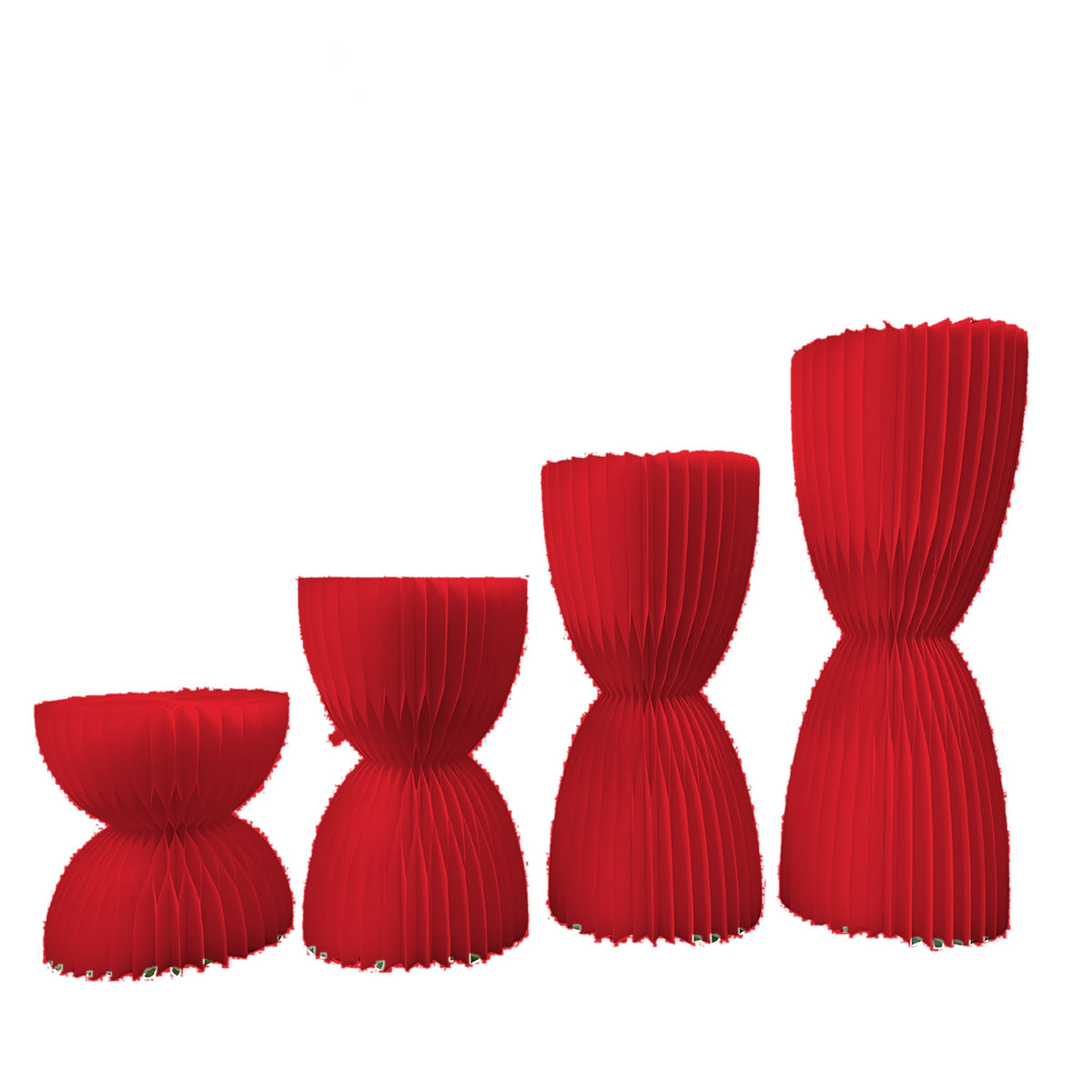 Honeycomb Paper Hourglass Pedestal 23.6" H, Red