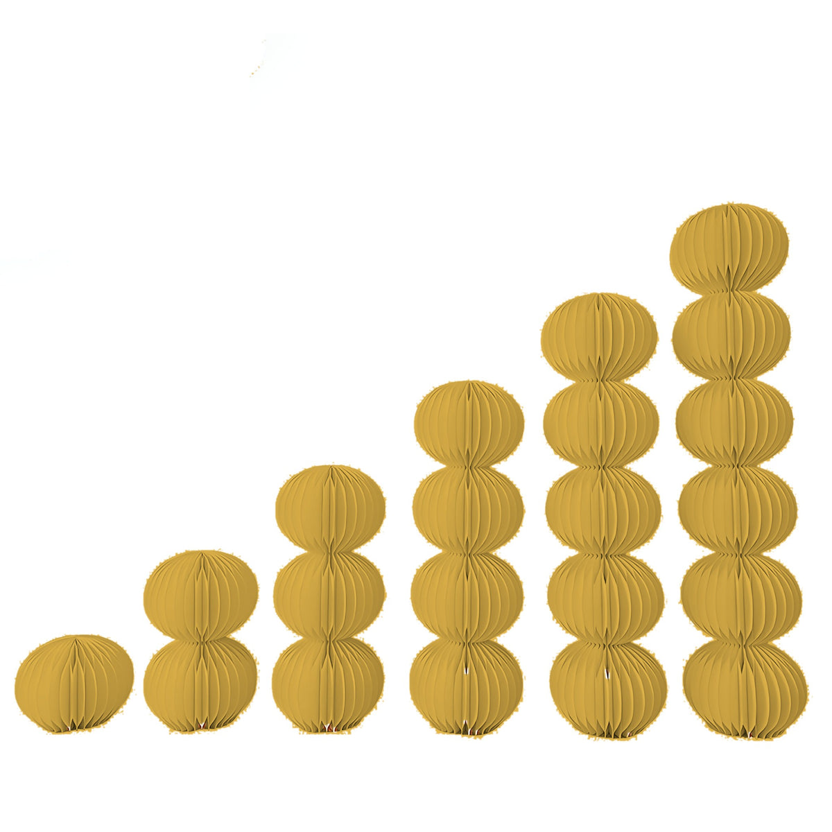 Honeycomb Paper Stacked Sphere Column 15.7" H, Gold