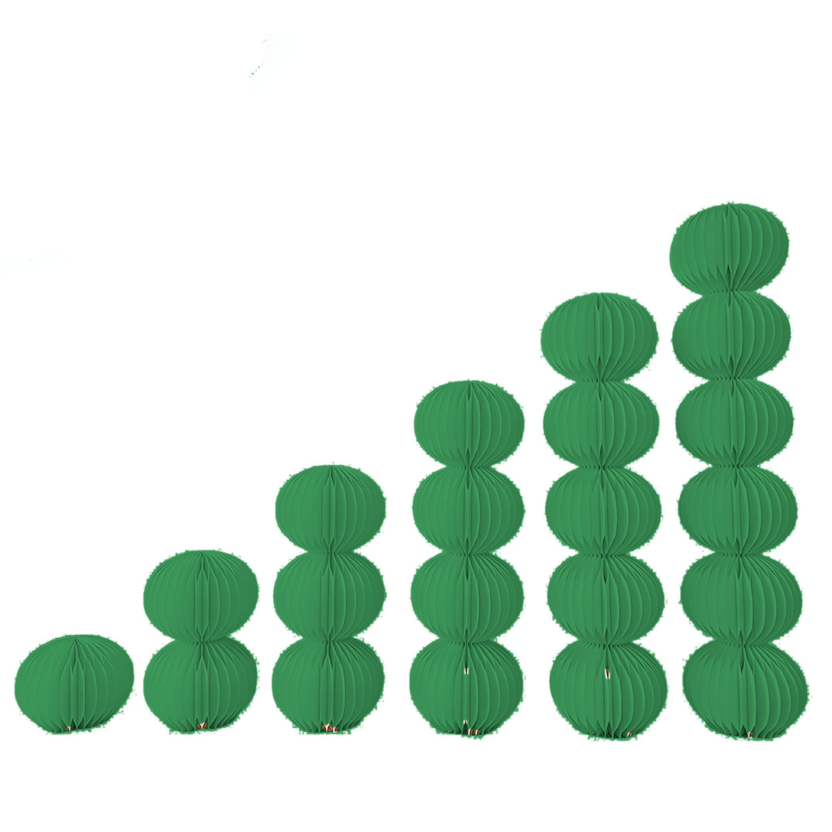 Honeycomb Paper Stacked Sphere Column 31.5" H, Green