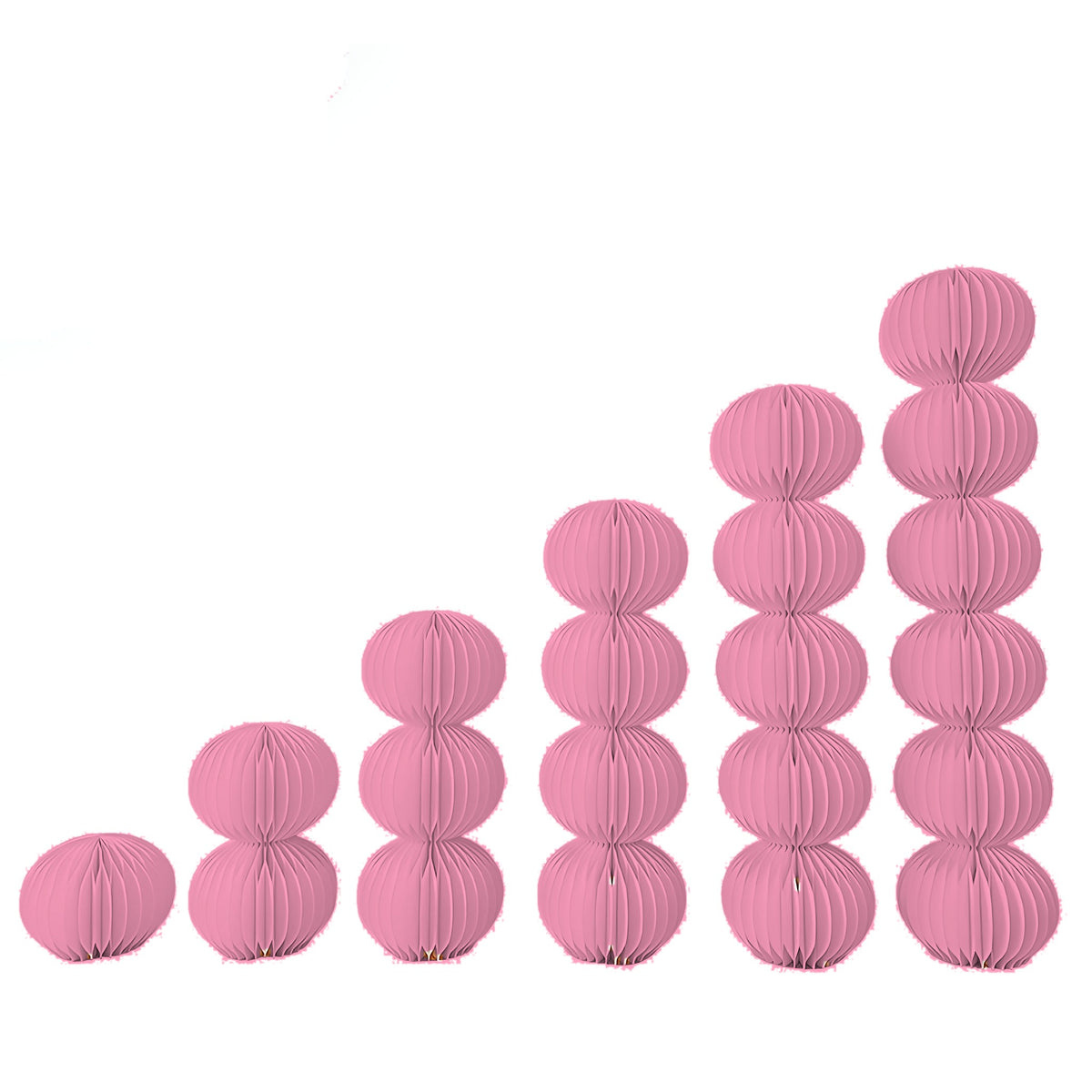 Honeycomb Paper Stacked Sphere Column 15.7" H, Pink