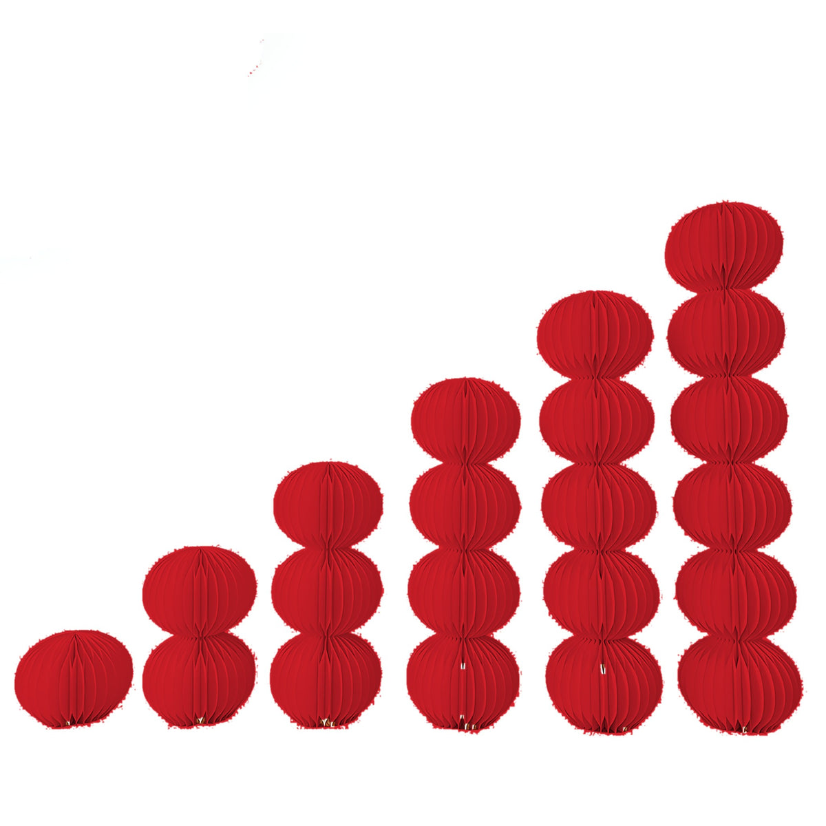Honeycomb Paper Stacked Sphere Column 15.7" H, Red