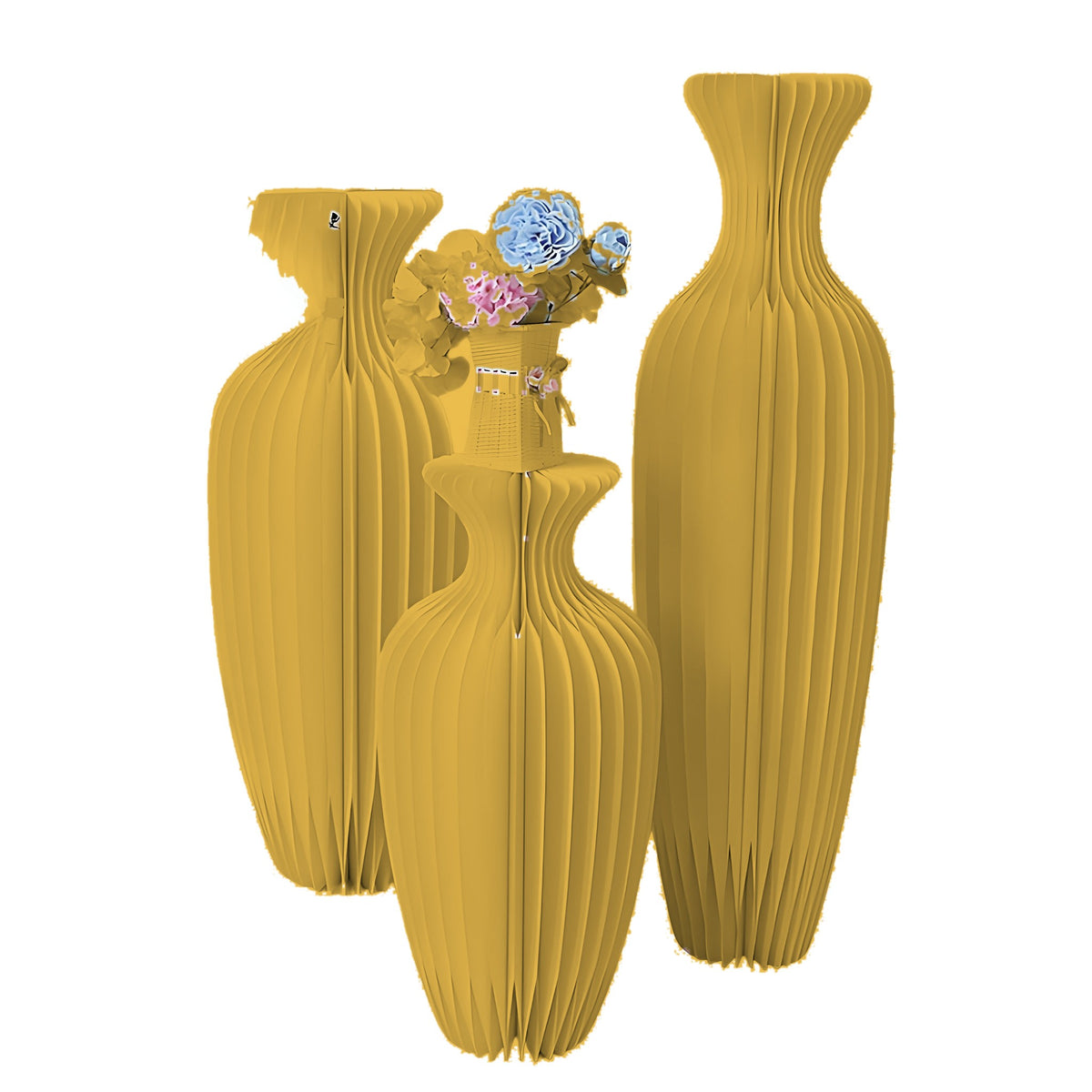 Honeycomb Paper Vase Pedestal 31.5" H, Gold
