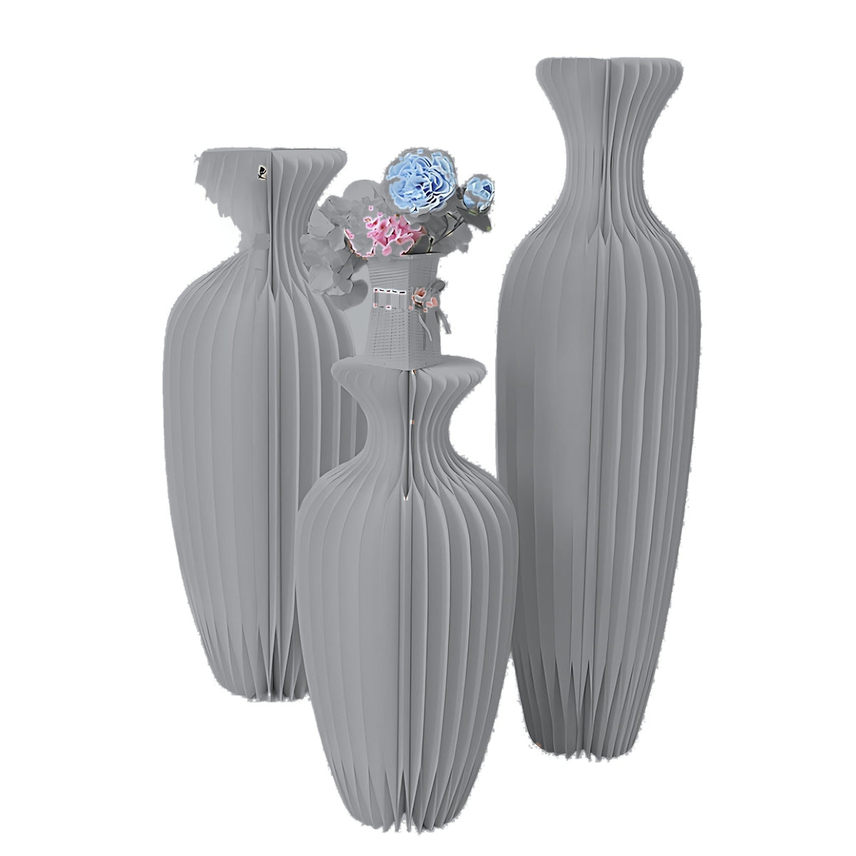 Honeycomb Paper Vase Pedestal 23.6" H, Grey