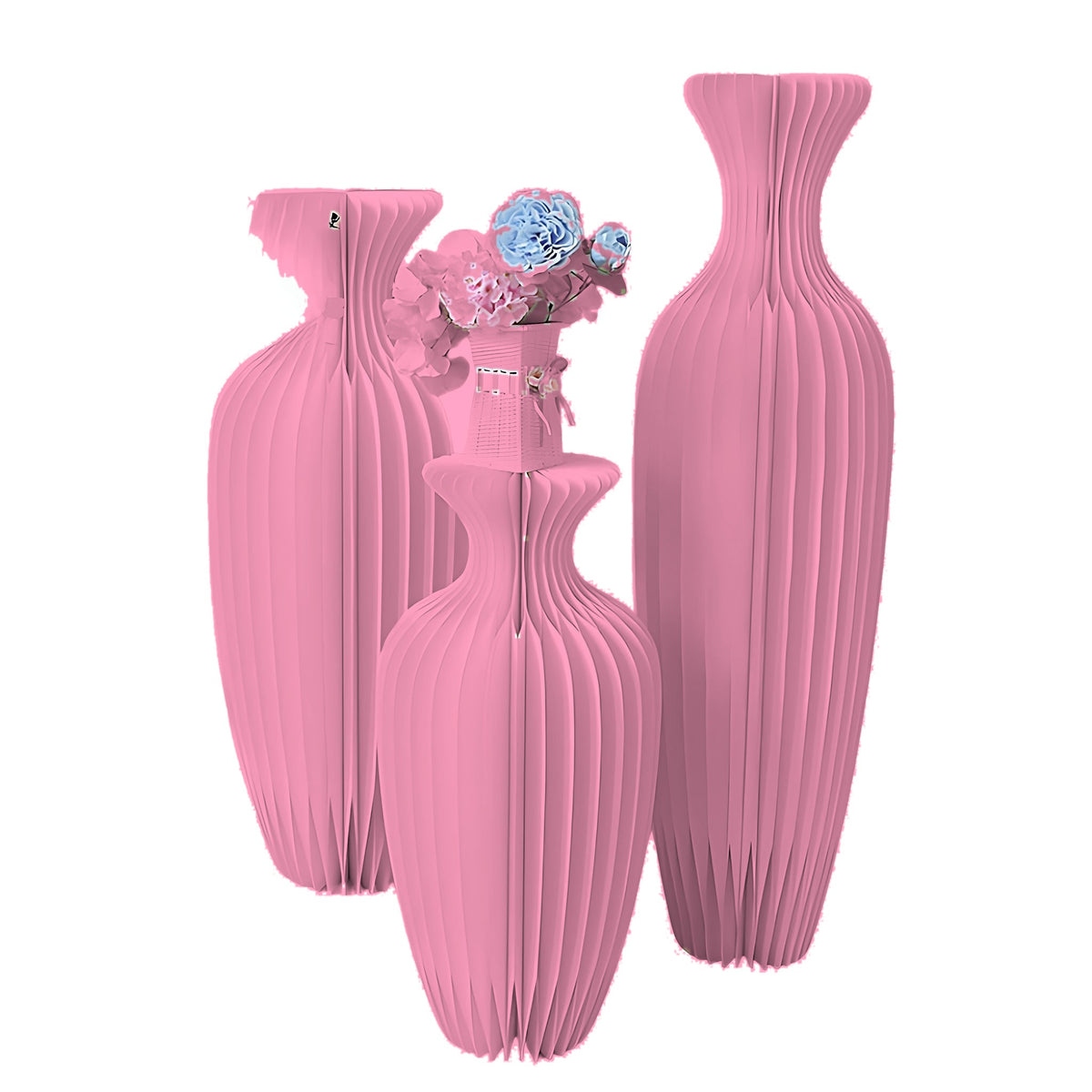 Honeycomb Paper Vase Pedestal 23.6" H, Pink