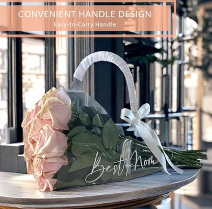 MA354 Clear Floral Gift Bag With Handle