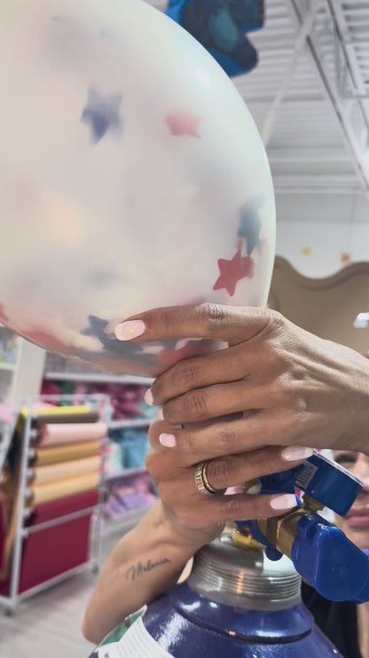 Clear Patriotic Confetti Filled Latex Balloon 24" With Tassel